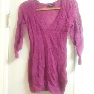 Express raspberry long loght-weight sweater, adult small